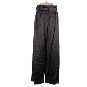 Giorgio Armani Solid Black Brown Silk Pants, Size 42 (IT)